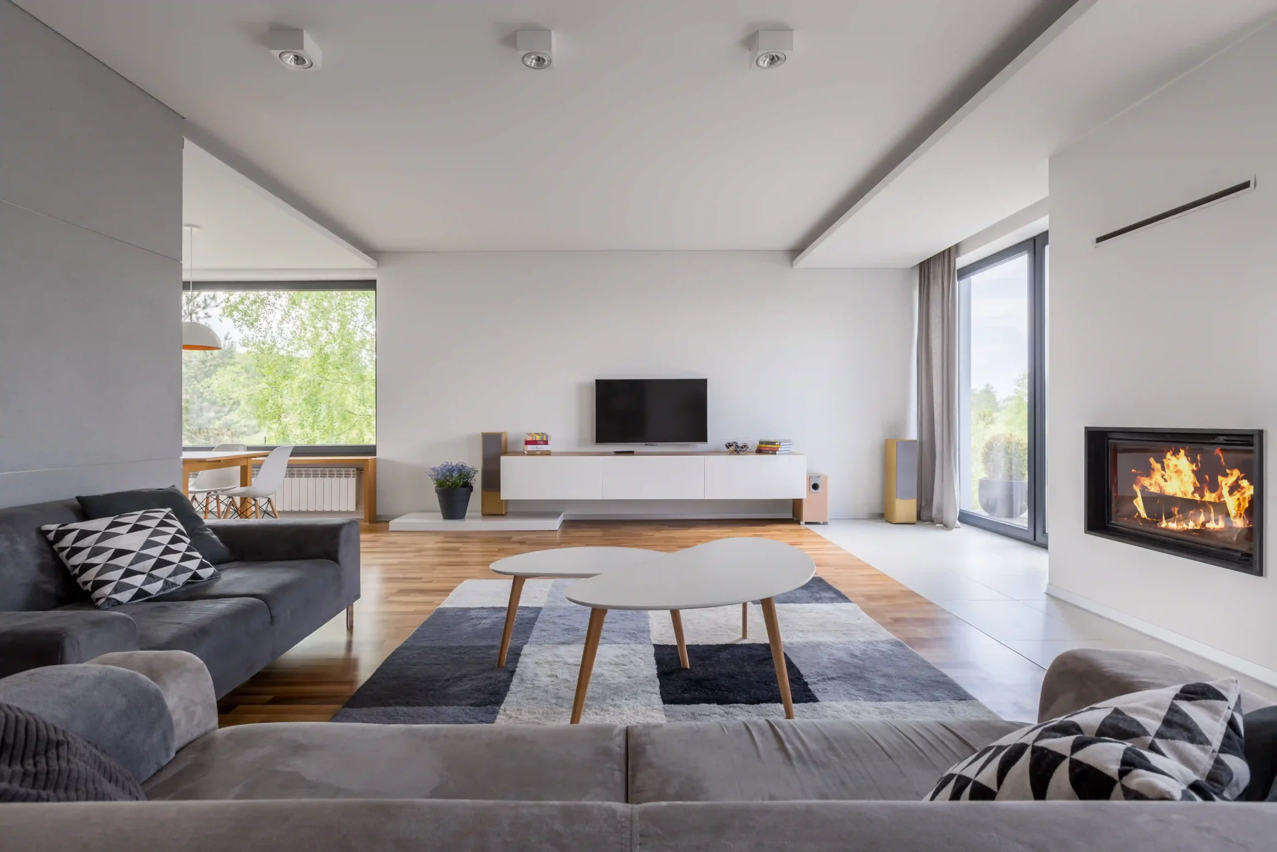 Modern living room painted by GoBrush Painting in Melbourne – Interior painting with neutral palette and open-concept design